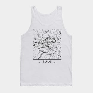 PRAGUE CZECH REPUBLIC BLACK CITY STREET MAP ART Tank Top